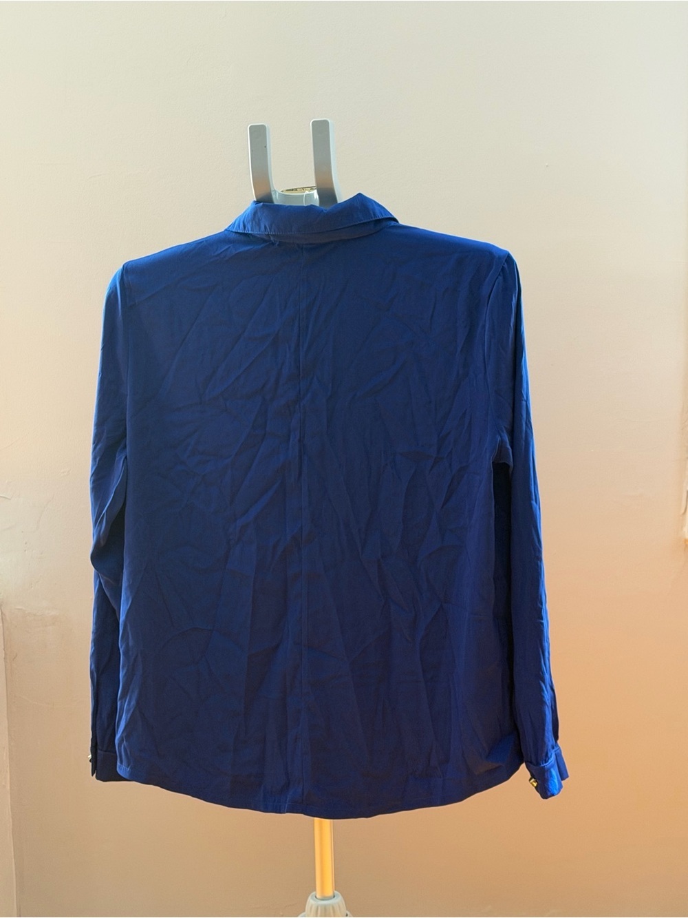 Vintage Havana Royal Blue Button-Up Blouse Gold Skull Buttons Medium NWT - Picture 9 of 12